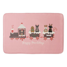 Tapis De Bain Joyeux Pawlidays Chien Noël Train de vacances