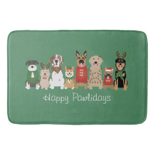 Tapis De Bain Joyeux Pawlidays Chiens Red Green