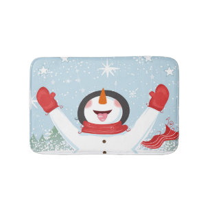 Tapis De Bain Joyeux Snowman Chrismas Bathmat