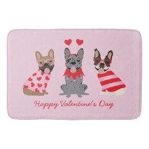 Tapis De Bain Joyeux Valentines Day Bulldogs français