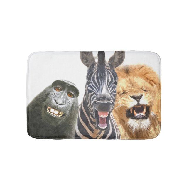 Tapis De Bain Jungle animal amis drôle portrait (Devant)