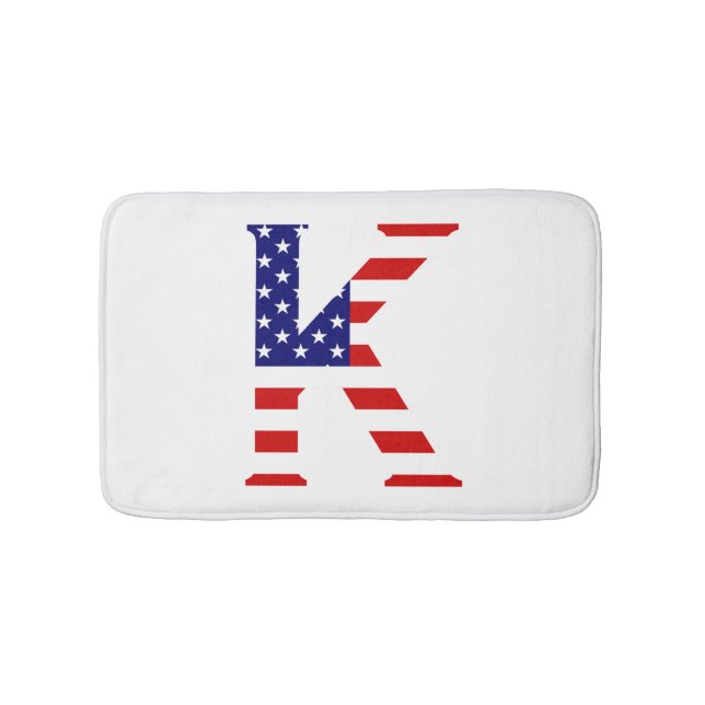 Tapis De Bain K Monogramme superposé sur le drapeau américain bm (Devant)