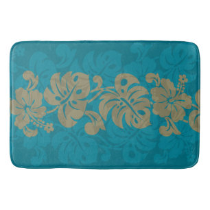 Tapis De Bain Kalakaua Bordure d'Hibiscus Hawaïen KL303