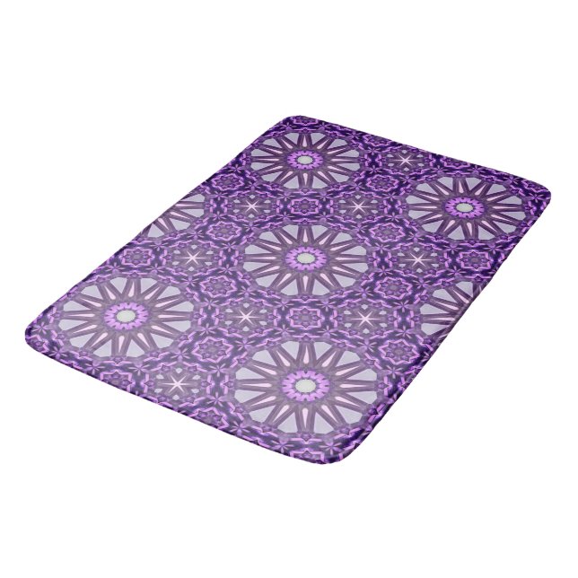 Tapis De Bain Kaleidoscope bleu violet Pinwheel Mandala Motif (Angle)