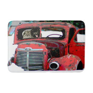 Tapis De Bain Keeshond Noël Vieux Camion Peinture Chien Art