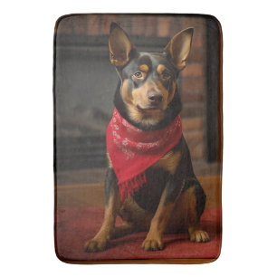 Tapis De Bain Kelpie australien au coin de la cheminée de Noël
