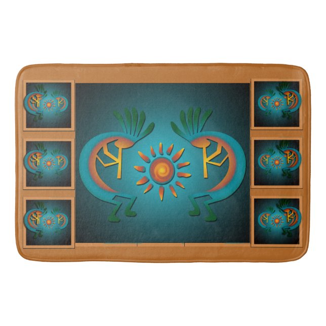 Tapis De Bain Kokopelli avec Sun Turquoise Design 3 (Devant)