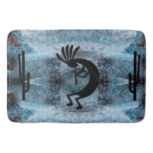 Tapis De Bain Kokopelli Desert Mosaic Blue