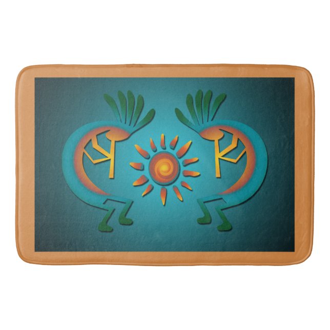 Tapis De Bain Kokopelli Sun Sud-Ouest Turquoise (Devant)