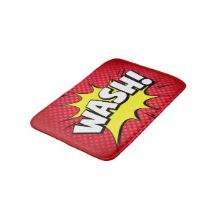 Tapis De Bain La bande dessinée "Laver !" Bath Mat - Rouge
