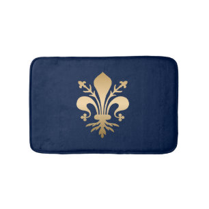 Tapis De Bain La luxueuse Gold Fleur de Lis Navy