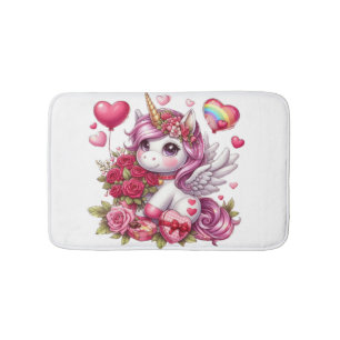 Tapis De Bain La mignonne Saint Valentin licorne