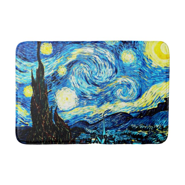 Tapis De Bain La nuit étoilée de Van Gogh (Devant)