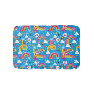 Tapis De Bain la pluie d'arcs-en-ciel de nuages laisse tomber le