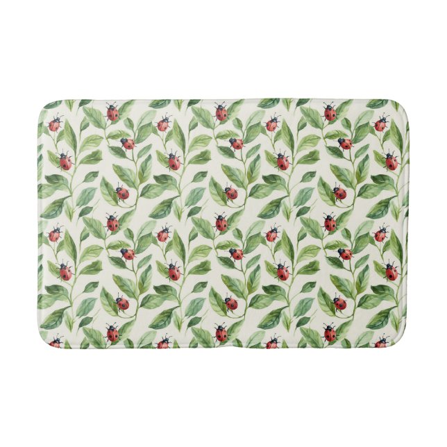 Tapis De Bain Ladybugs on Green Leaves Garden (Devant)