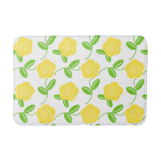 Tapis De Bain Lancer floral d'art folklorique en jaune sur fond 