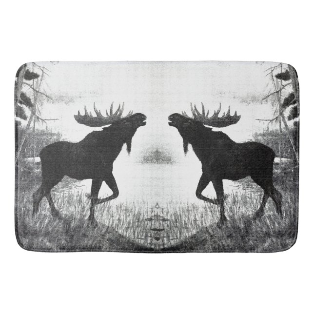 Tapis De Bain L'animal de faune d'orignaux de Taureau silhouette (Devant)