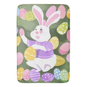 Tapis De Bain lapin avec oeufs de pâques