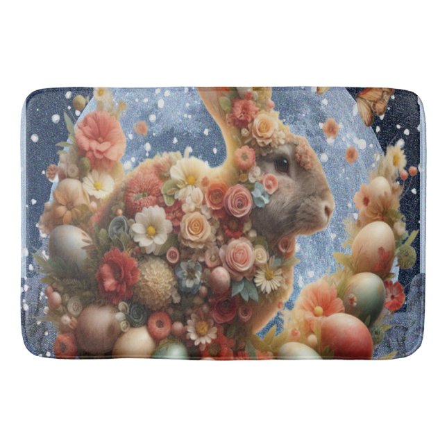 Tapis De Bain Lapin de Pâques en fleurs  (Devant)