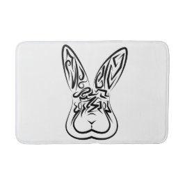 Tapis De Bain Lapin tribal noir et blanc