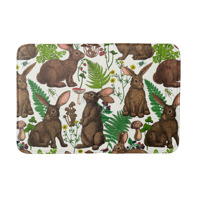 Tapis De Bain Lapins et flore boisée 4 (Devant)