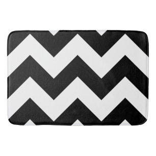 Tapis De Bain Large Motif Zigzag noir et blanc