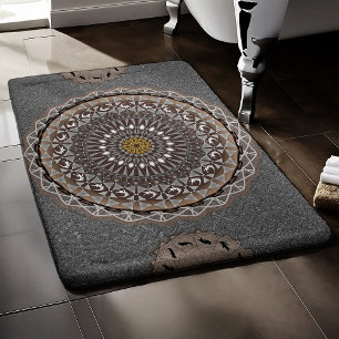 Tapis De Bain L'art du kaki crocodylus porosus mandala