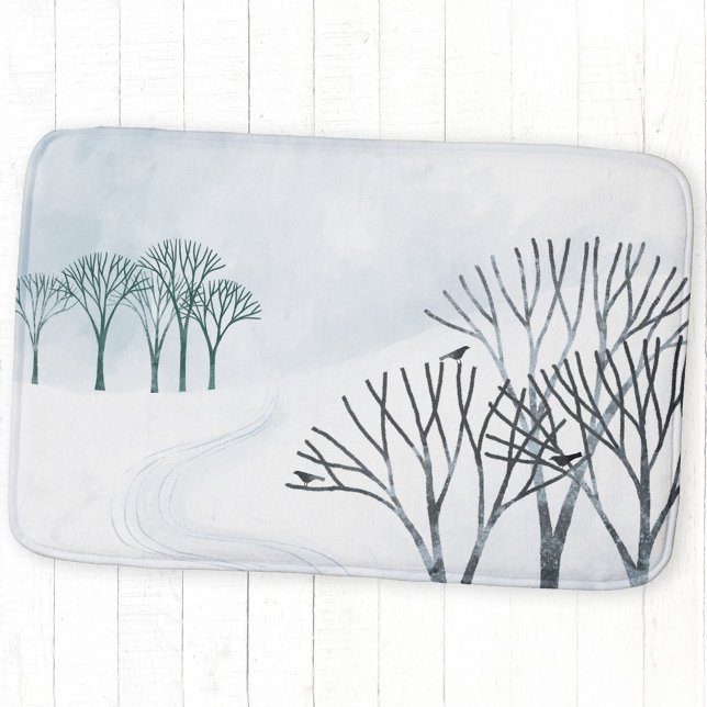 Tapis De Bain L'Art Paysager De Neige D'Hiver (Winter snow landscape with trees art bath mat)
