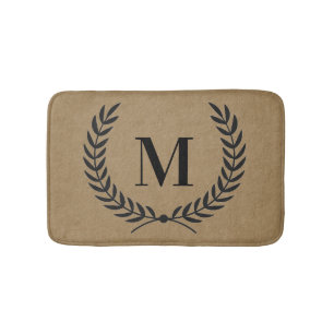 Tapis De Bain Laurel de style agricole moderne avec Monogramme