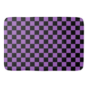 Tapis De Bain Lavande et Motif À damiers noir