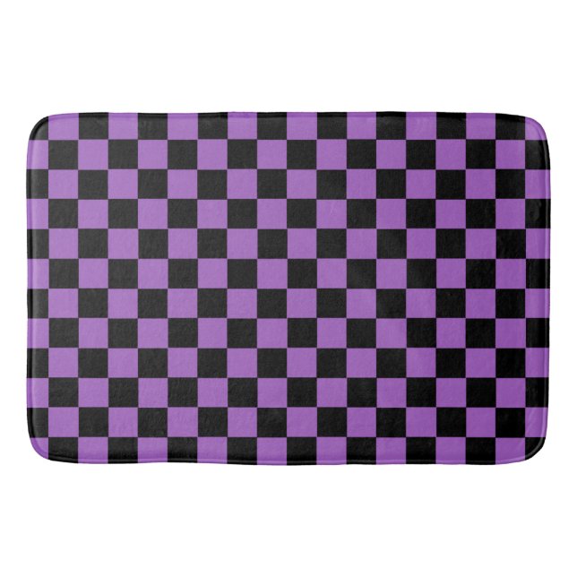 Tapis De Bain Lavande et Motif À damiers noir (Devant)