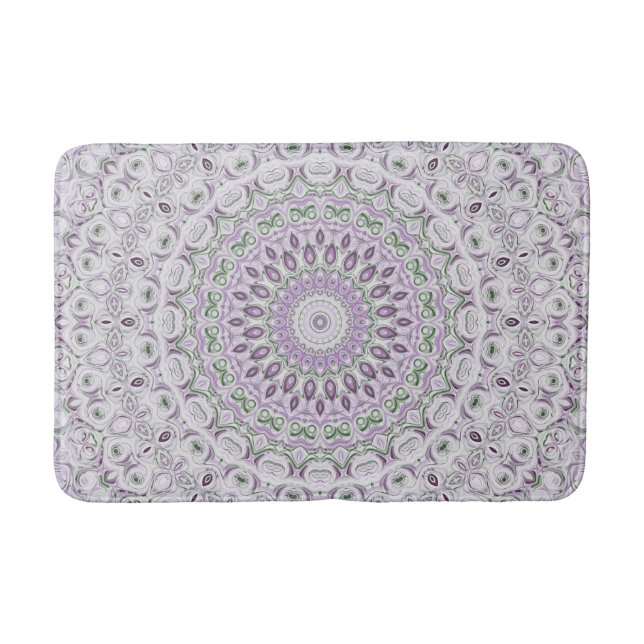 Tapis De Bain Lavande et vert Mandala Motif Design (Devant)