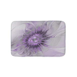 Tapis De Bain Lavande Fleur Dream Moderne Abstrait Fractal Art