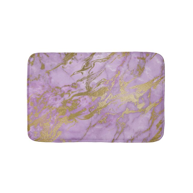 Tapis De Bain Lavande moderne et marbre d'or (Devant)