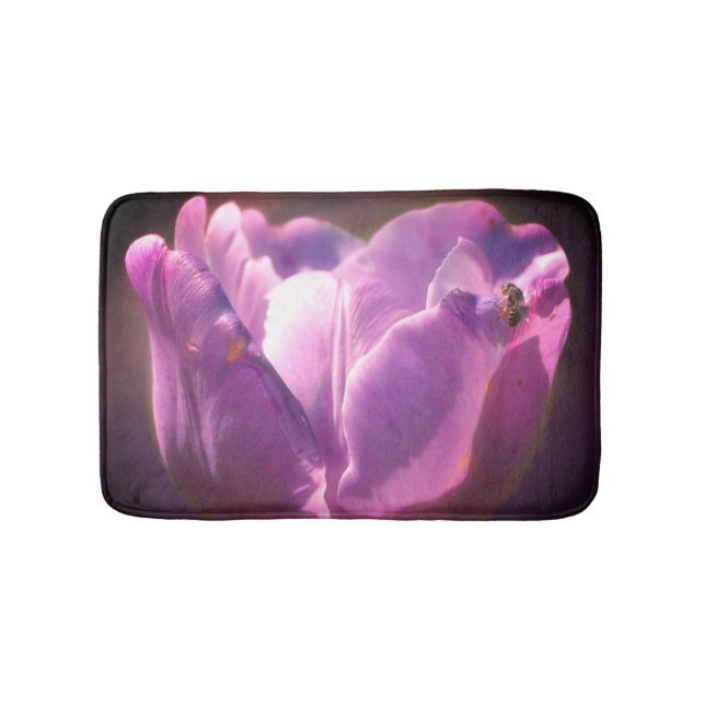 Tapis De Bain Lavande Tulipe Avec Petite Abeille Gros Plan (Devant)