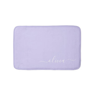Tapis De Bain Lavande Violet Moderne Écriture Féminine Monogramm