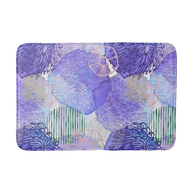 Tapis De Bain lavande violette style art abstrait Bath Mat (Devant)
