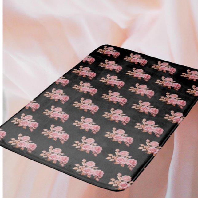 Tapis De Bain Le Boudoir Noire Pink Peach Black  (Soft, warm cozy bath mat!)