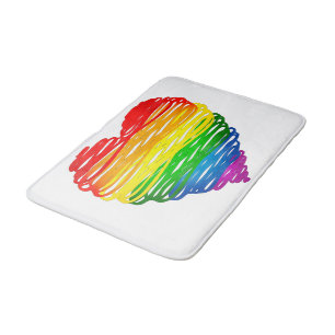 Tapis De Bain Le cœur arc-en-ciel de SlipperyJoe griffonné tourb