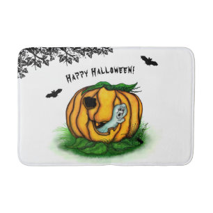 Tapis De Bain Le fantôme d'Halloween, chauve-souris, fantôme et 