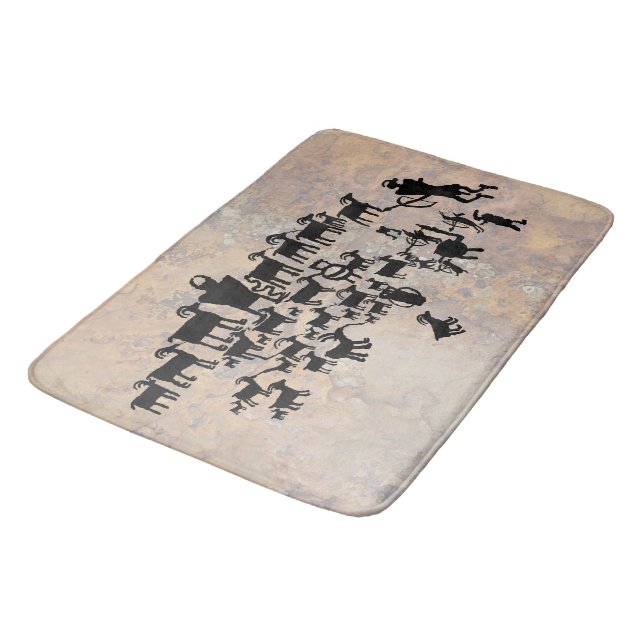 Tapis De Bain Le grand panneau pétroglyphe de chasse (Angle)