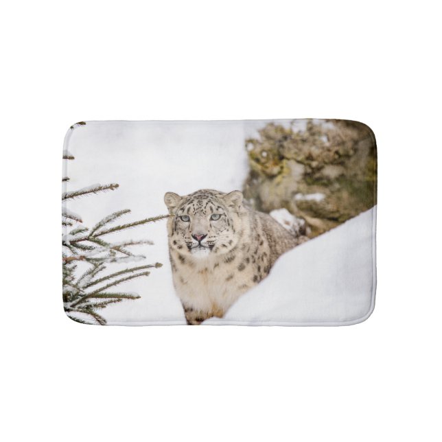 Tapis De Bain Le léopard des neiges dans la neige (Devant)