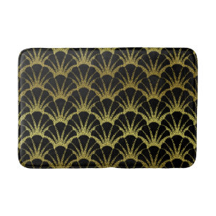 Tapis De Bain Le rétro noir d'art déco/or Shell mesurent le