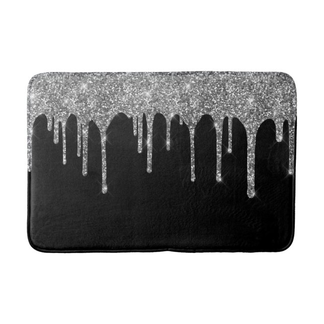 Tapis De Bain Lecteurs de Parties scintillant argenté chic noir  (Devant)