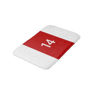 Tapis De Bain Légendaire n° 14 en rouge et blanc