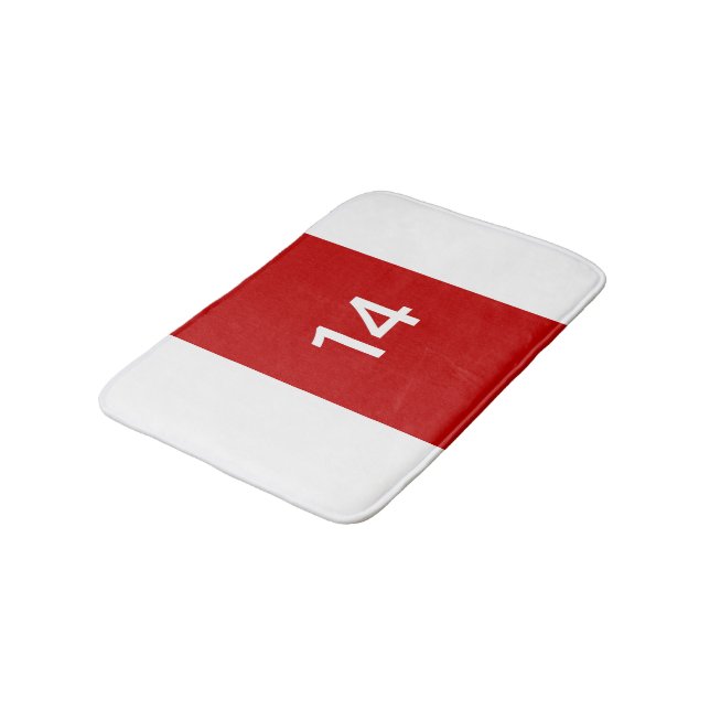 Tapis De Bain Légendaire n° 14 en rouge et blanc (Angle)