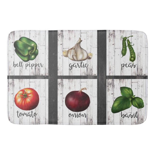 Tapis De Bain Légumes et herbes Ferme moderne rustique (Devant)