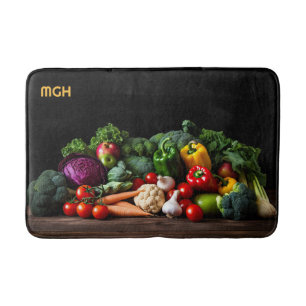Tapis De Bain Légumes frais monogrammes personnalisés