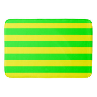 Tapis De Bain Lemon Yellow and Lime Green Stripes 