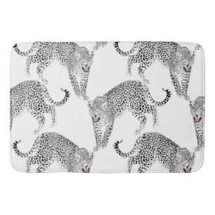 Tapis De Bain Léopard blanc noir